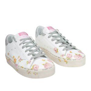 Golden Goose Hi Star Hand Painted Floral-Print Leather Platform Sneakers